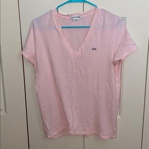 Light pink V-neck Lacoste t-shirt